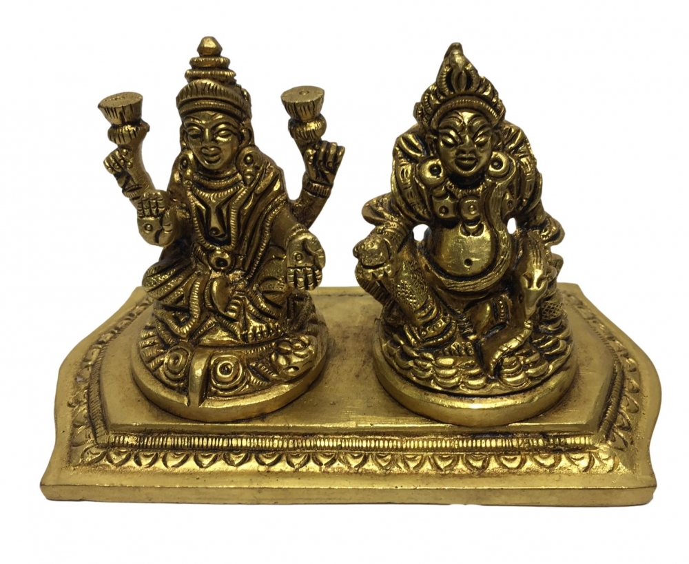 Lakshmi Kubera Brass Antique Sculpture 3 inch