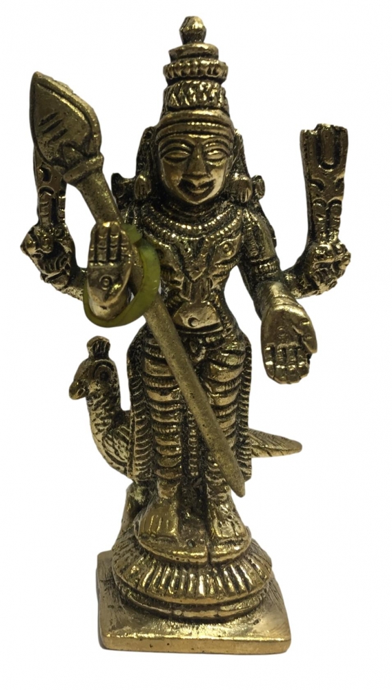 Murugan with Mukut Brass Antique  3 inch / 3" முருகன் சிறிய சிலை 