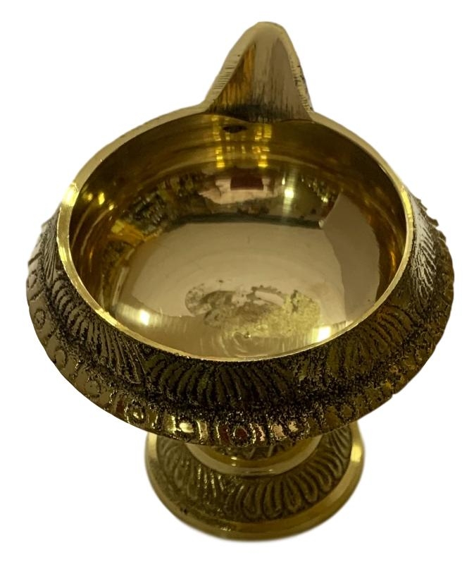 Golden Brass Kuber Deep with Stand 3 inches Dia Size No 3