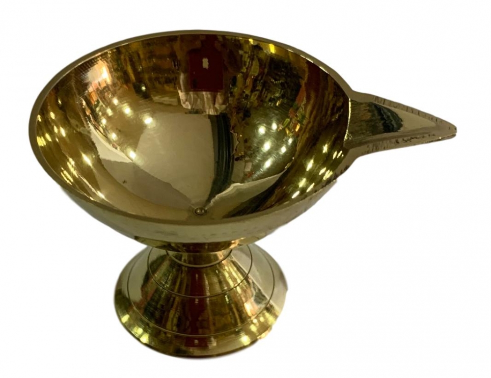 Brass Plain Round Agal Vilakku or Diya with stand 2.2 inches Dia Size No 2