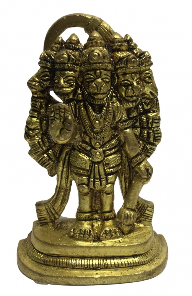 Panchamukha Anjaneya Standing Brass Antique 2.75 inch