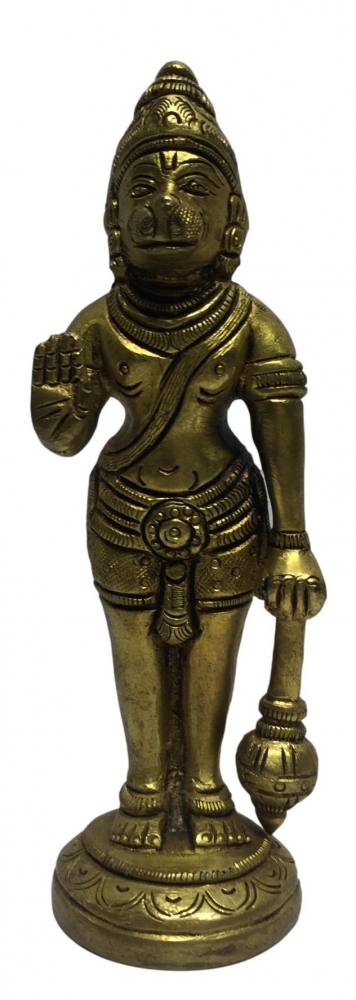 Hanuman Standing with Gadha Brass Antique 5.5 inch