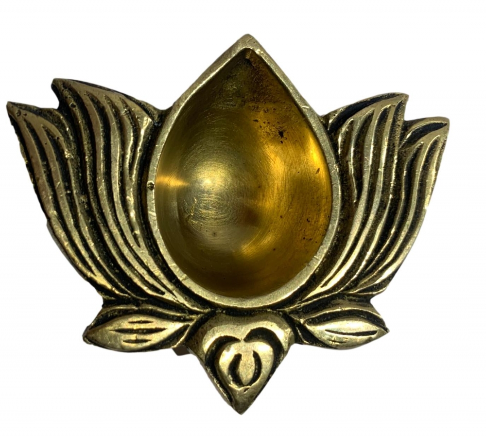 Unique Designer Brass Antique Lotus Diya or Kamal Deepak Small Size 2.5 inches 