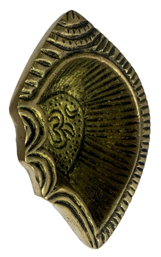 Unique Designer Brass Antique Ohm Shanku Diya or Deepak Size 2.6 inches 