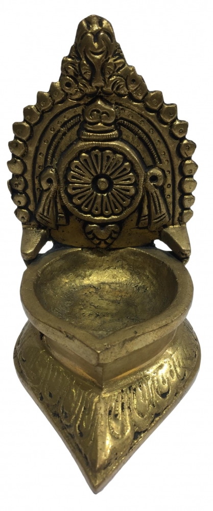 Golden Brass Chakra Diya Sudarshan Deepak  Pooja Decorative  Deepam 4.5 inch