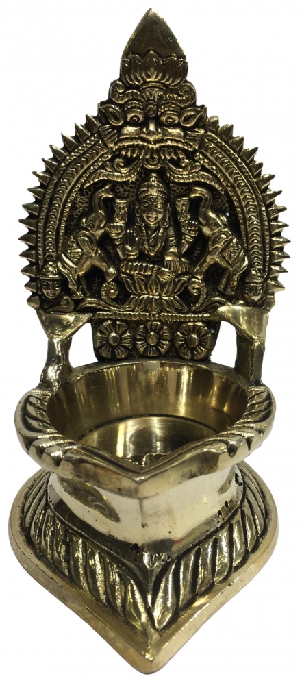 Golden Brass Gajalakshmi Vilaku or Pooja Decorative  Deepam 5.5 inch Size No 2