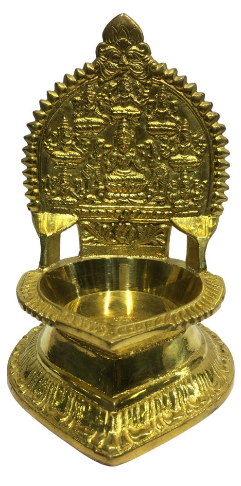 Golden Brass Ashtalakshmi Vilaku or Pooja Decorative  Deepam Size 6.8 inch 