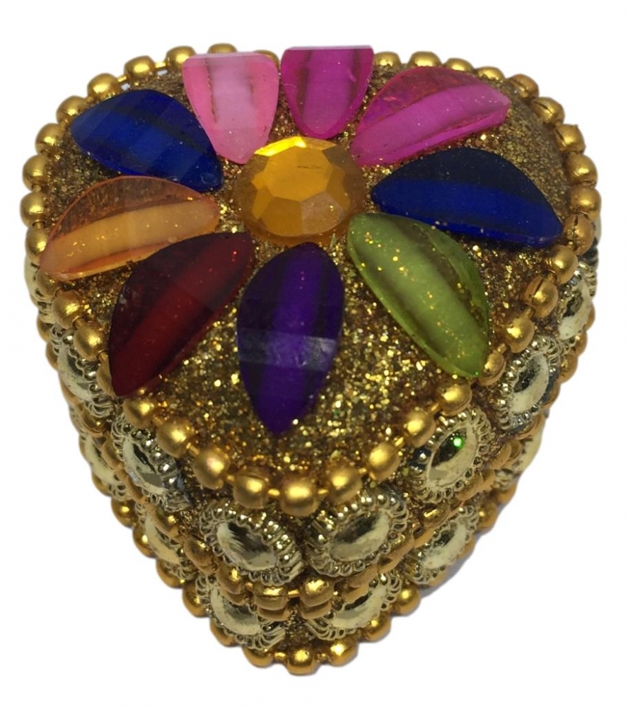 Decorative Multi Colour Stone Heart Shape Kumkum Box