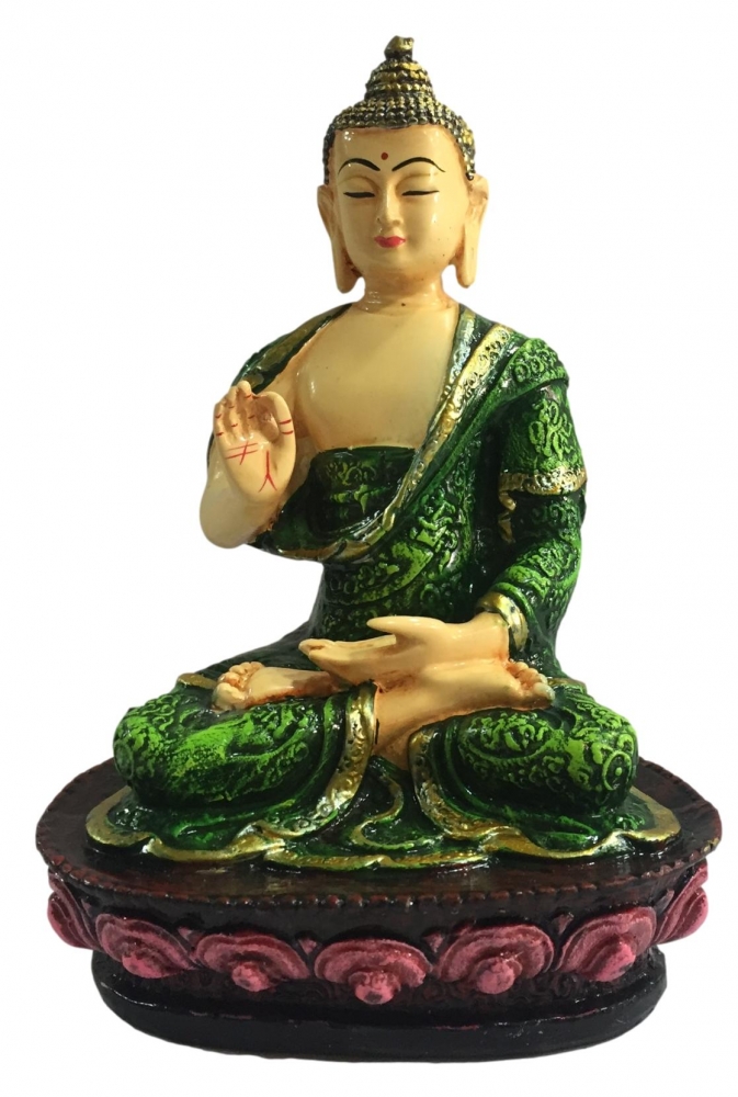 Polyresin Decorative Padmasana Buddha on Lotus Décor Showpiece Figurine 7.6 inch