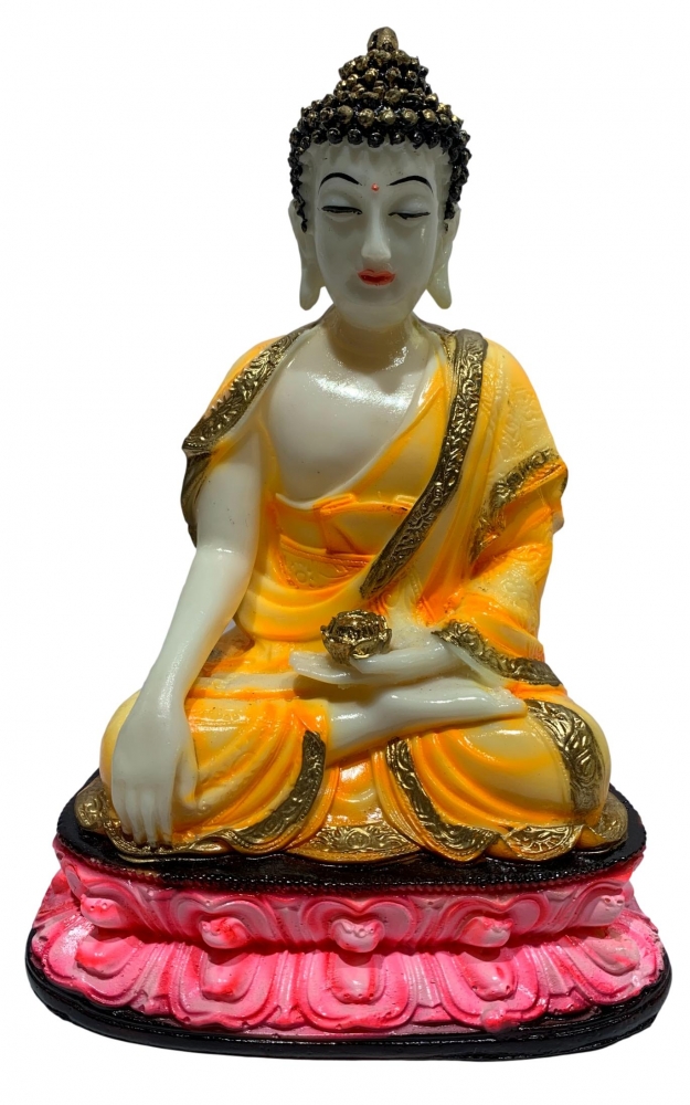 Polyresin Decorative Padmasana Buddha on Lotus Décor Showpiece Figurine 8 inch