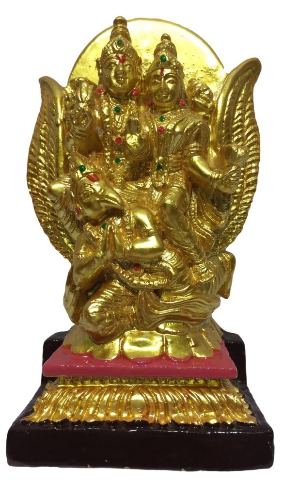 Vishnu and Lakshmi on Garuda Sevai Gold POP Golu Bommai