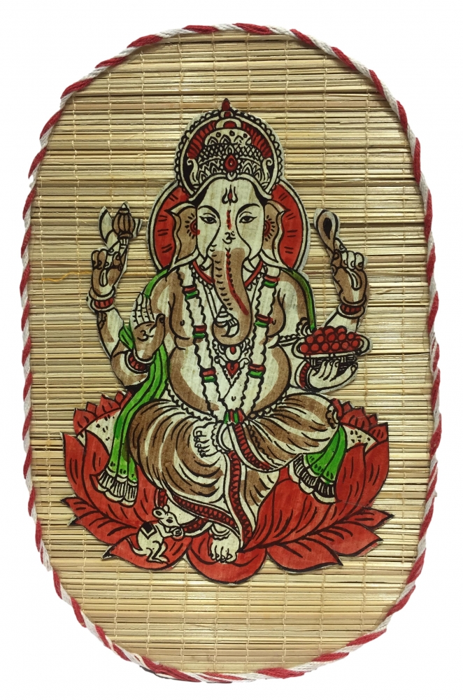 Deity Post on Oval Mat Wall Hanging 7.2 inches