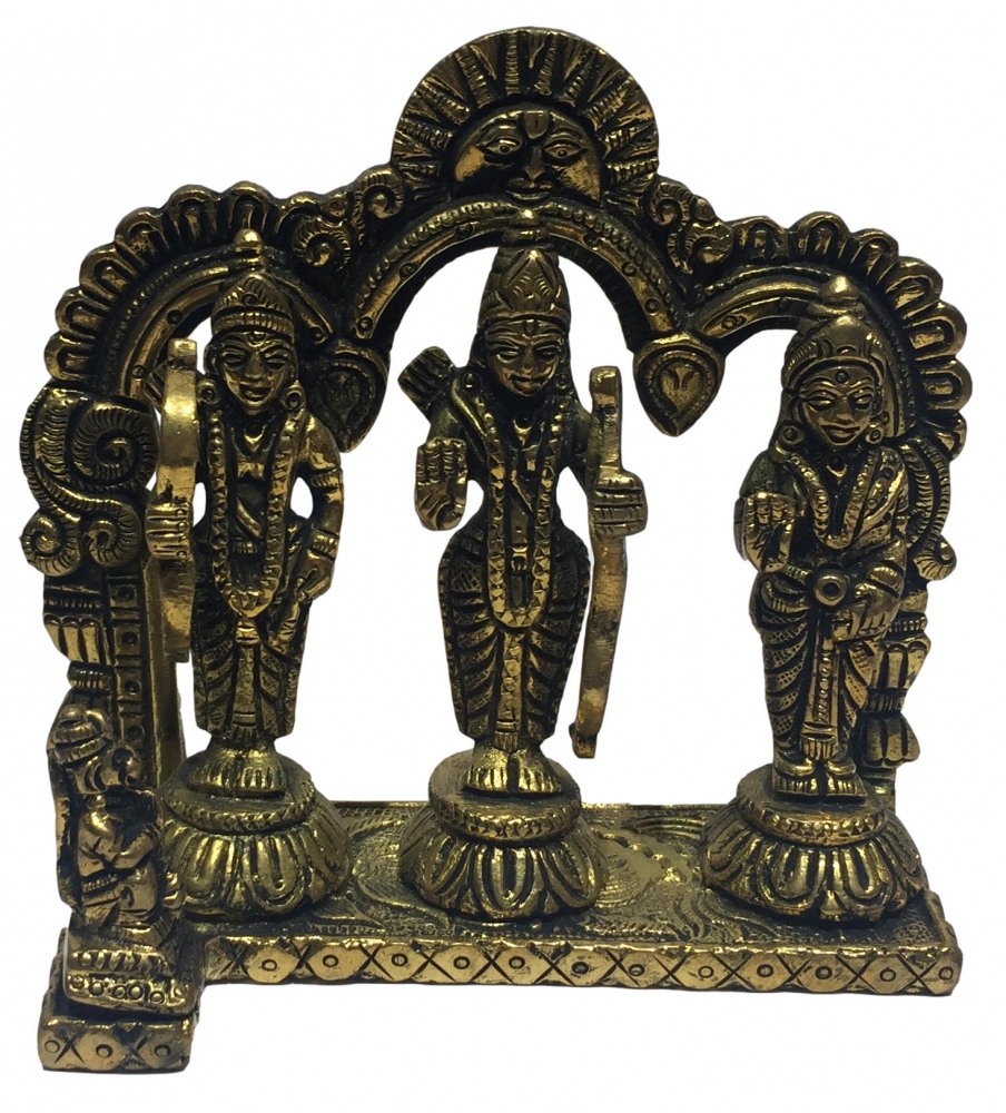 Ram Parivar in Surya Prabhai Brass Antique Murti 4.5 Inch