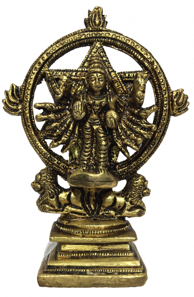 Chakrathazhvar & Yoga Narasimha on Simha Peedam Brass Antique 4.5 Inch