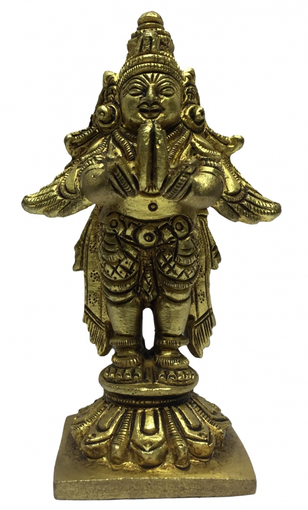 Garuda Standing on Lotus Pedestal Brass Antique 3.5 Inch