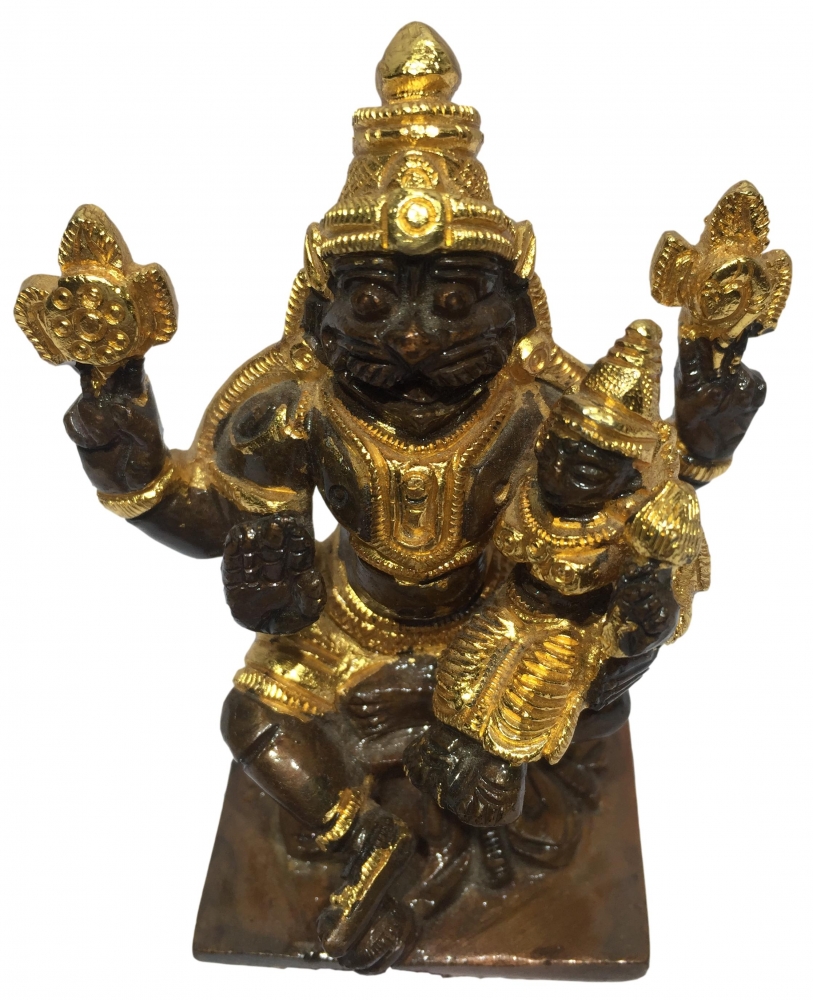 Sri Lakshmi Narasimhar Brass Copper & Gold Plated Sculpture 3 Inch
