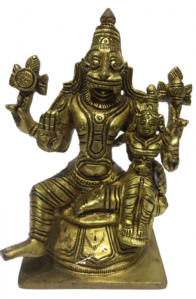 Sri Lakshmi Narasimhar Brass Antique Statue 5.5 Inch