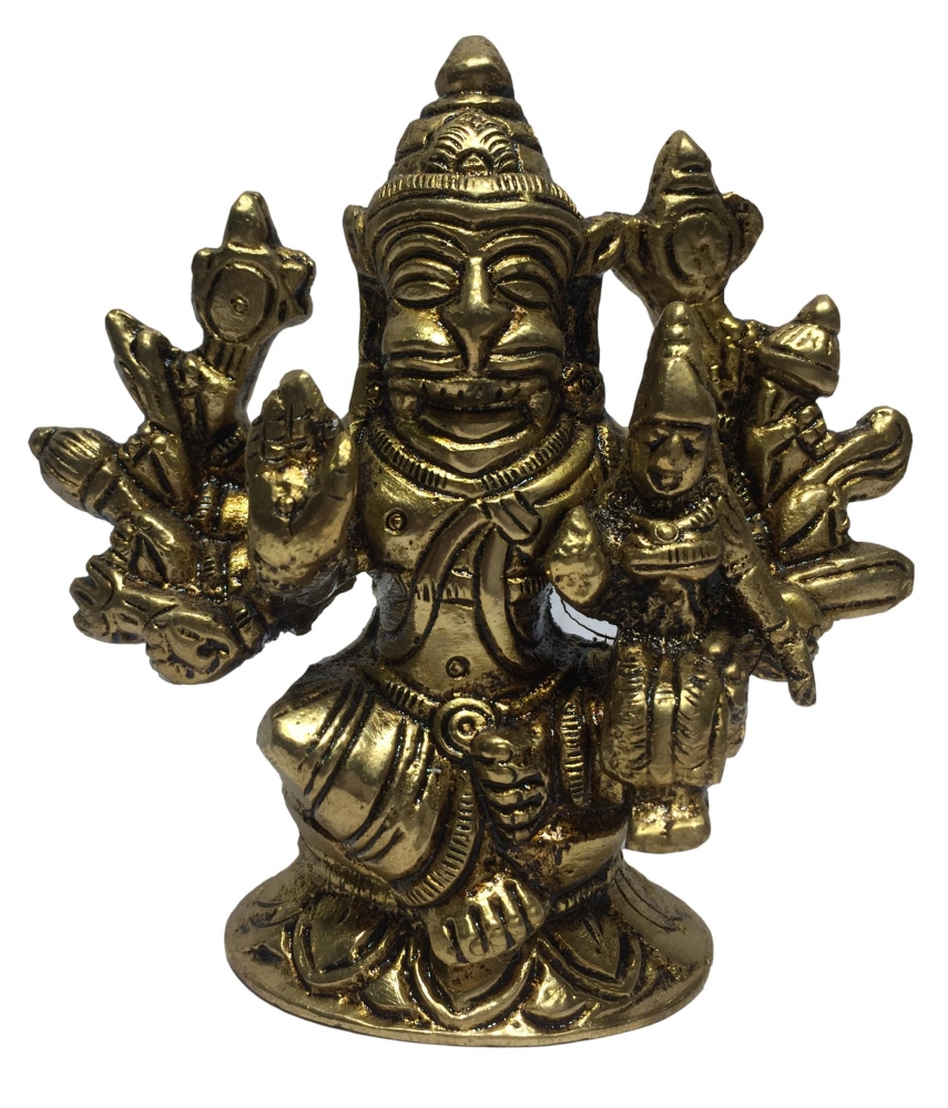 Sri Lakshmi Narasimhar with multiple hands Brass Antique Statue 3 Inch