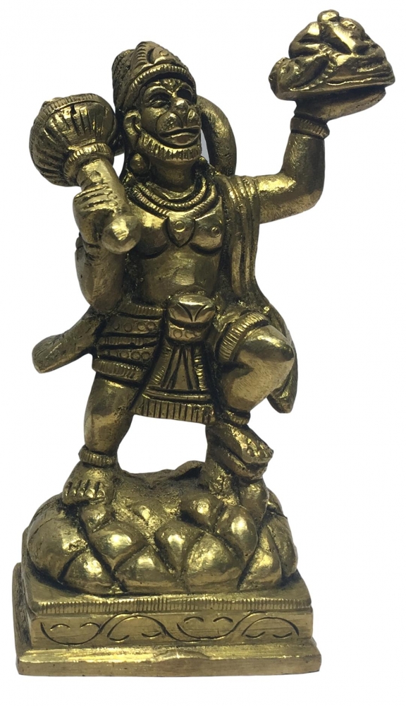 Sanjeevini Hanuman Brass Antique 4 Inch