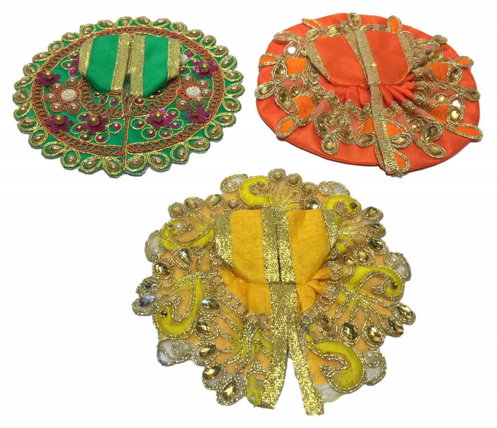 Bal Gopal Vasthra or  Dress Set with Designer Lace and Stones 4 inches 