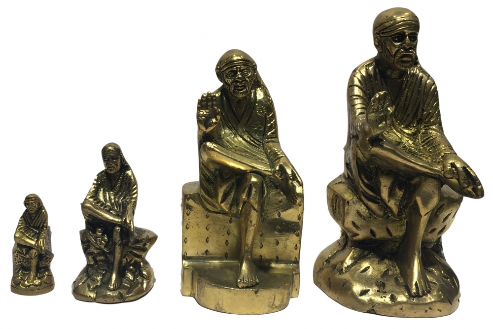 Sitting Sai Baba Brass Antique Sculpture sizes 2, 3, 5 & 5.5 inch 