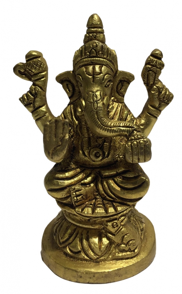 Mooshika Ganesh Sitting Brass Antique 2.75 Inch