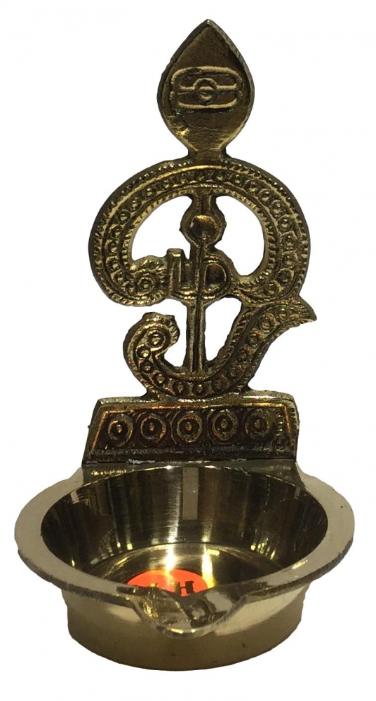 Golden Brass Om Vilaku Pooja Decora