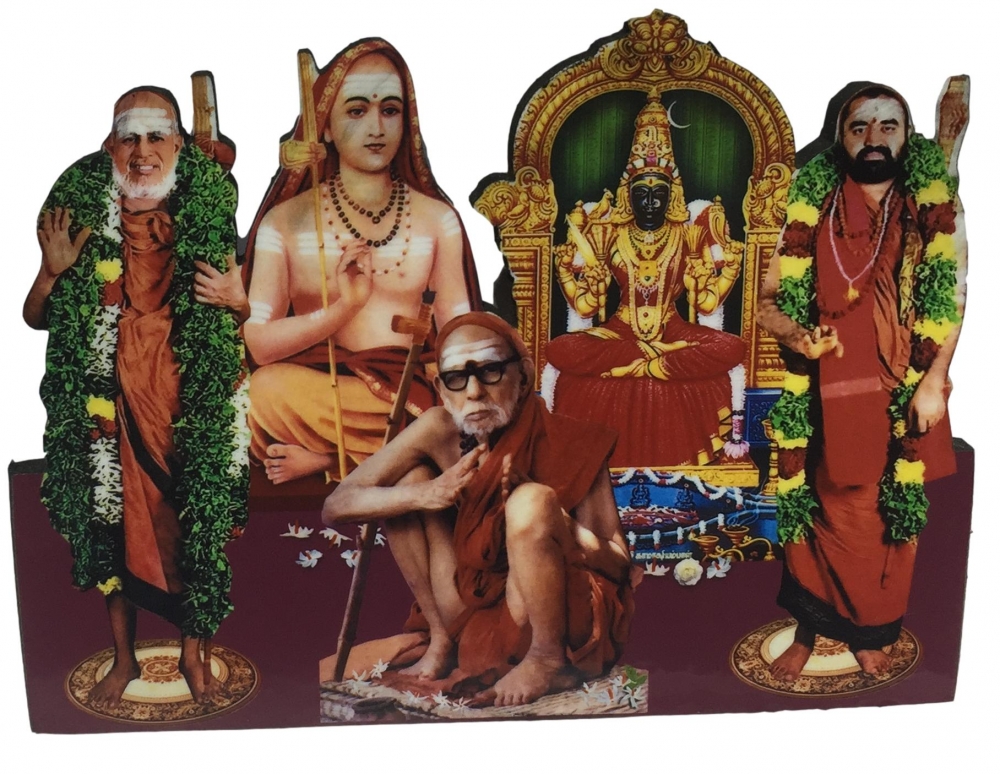 Kanchi Kamatchi Moolavar with Adisankarar Periyava and Shankara Mutt Acharyas Photo Cut