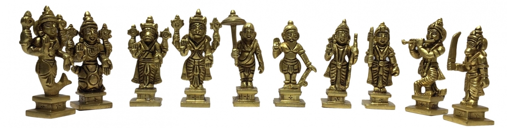 Dasavatharam Idols Set Brass Antique 3 Inch