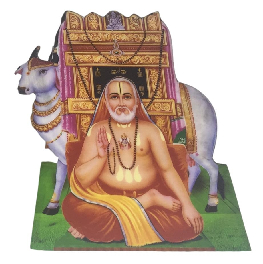 Sri Ragavendra with Goumatha and Tulsimadam Photo Cut 4 & 6 inches height