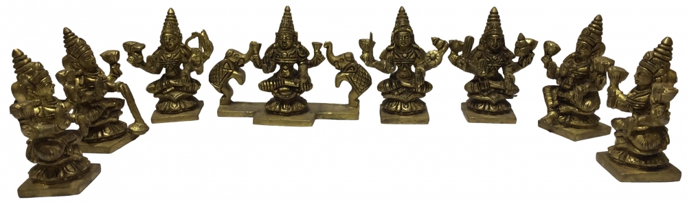 Ashtalakshmi Murthi Set Brass Antique 3.5 Inch