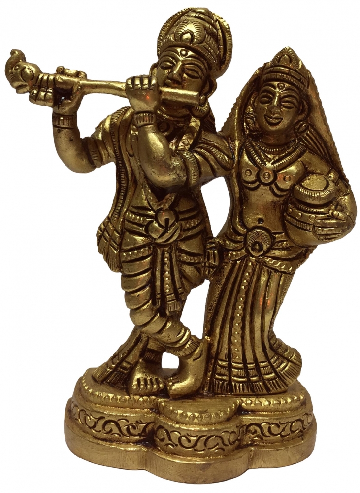 Radha Krishna 4.25 Inches Brass Vigraham