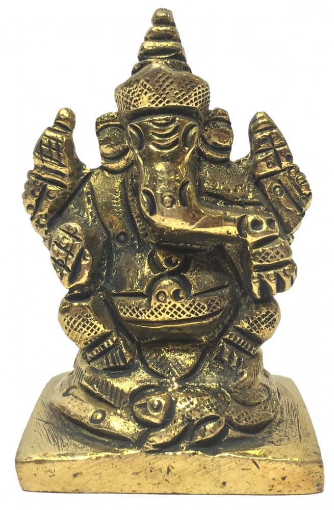 Sitting Ganesh Brass Antique Murthi