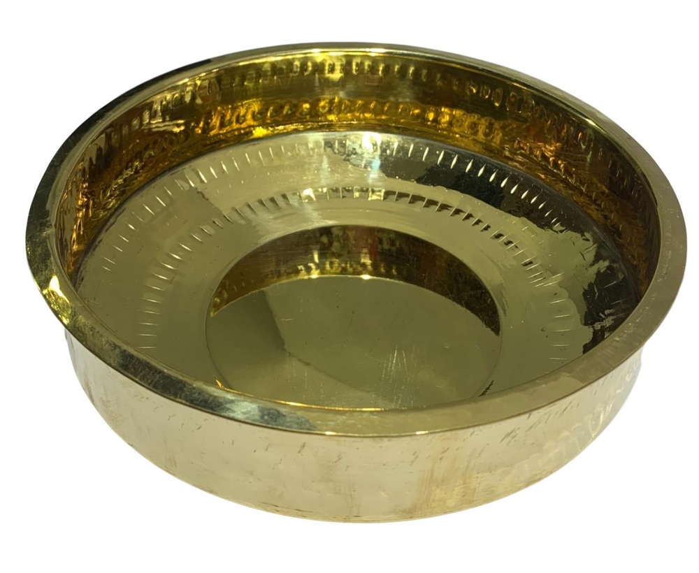 Brass Abhishek Patra or Thiruvaradhana Vessel 7.5 inch Dia