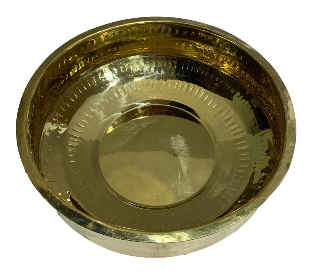 Brass Abhishek Patra or Thiruvaradhana Vessel 11 inch Dia