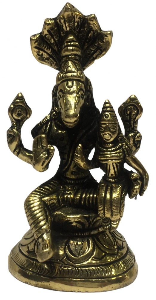 Brass Antique Chathur Bhuja Lakshmi Hayagrivar on Aadhishesha Peedam 3.75 Inch