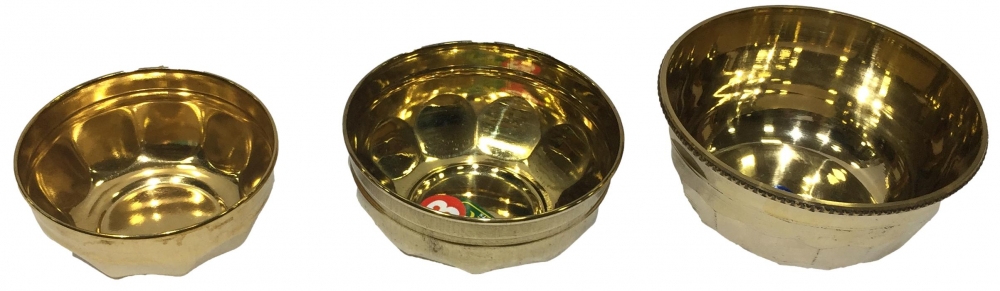Designer Brass Chandan Cup or Sandal Bowl in Football Cut Design size No 1
