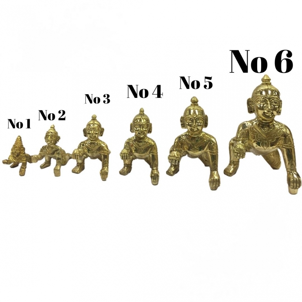 Brass Bal Gopal or Crawling Baby Krishna Figurine No1 size 1.8 inch