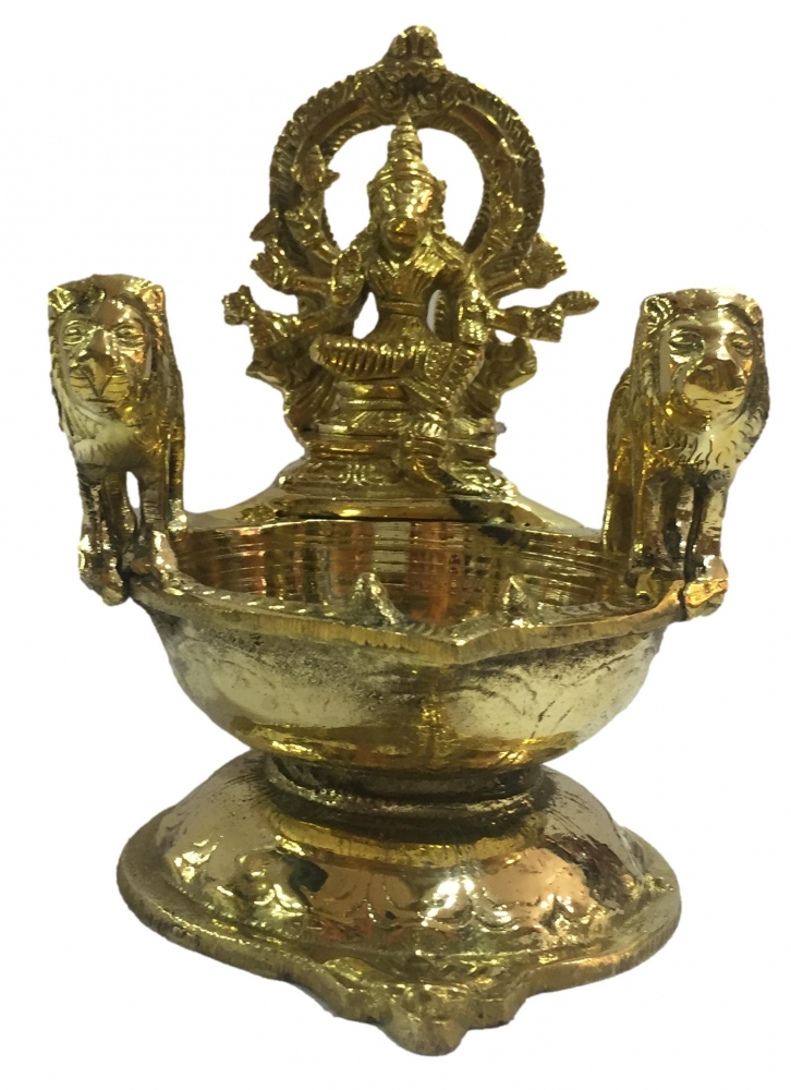 Brass Varahi  Simhasan Deepak Pooja Decorative Diya Size  7 inch