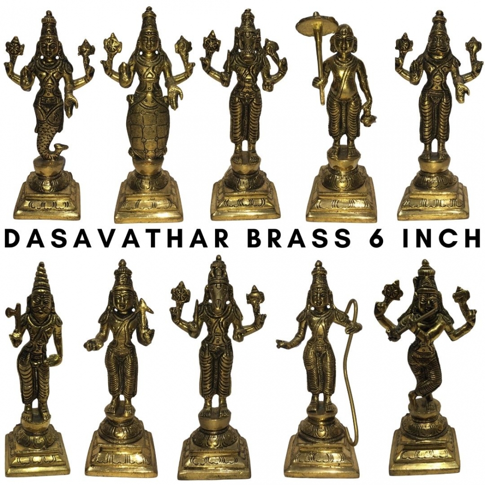 Dasavatharam Set Brass Antique Figurine Set 6 Inch