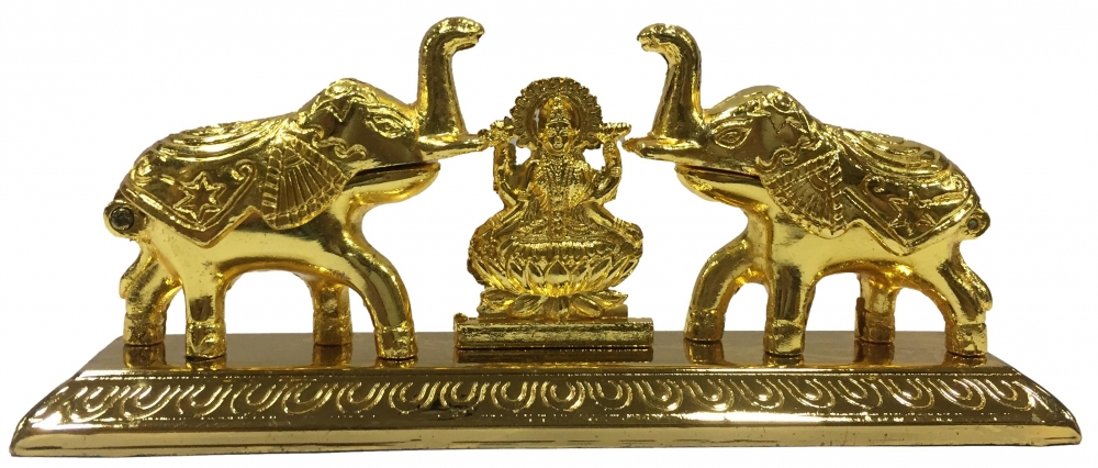 Golden Gajalakshmi Dual Kumkum box or Chimizh 