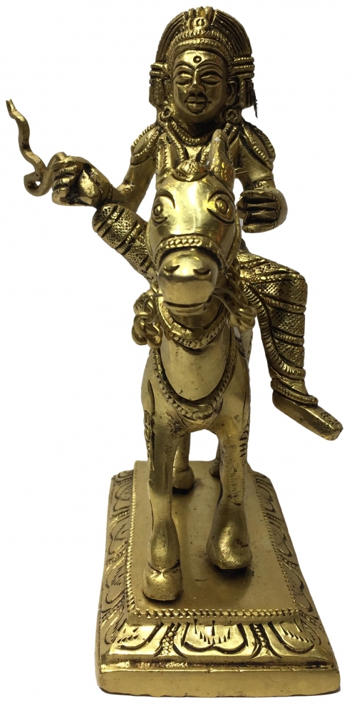 Madurai Veeran riding Horse Brass Antique Sculpture 7 Inch