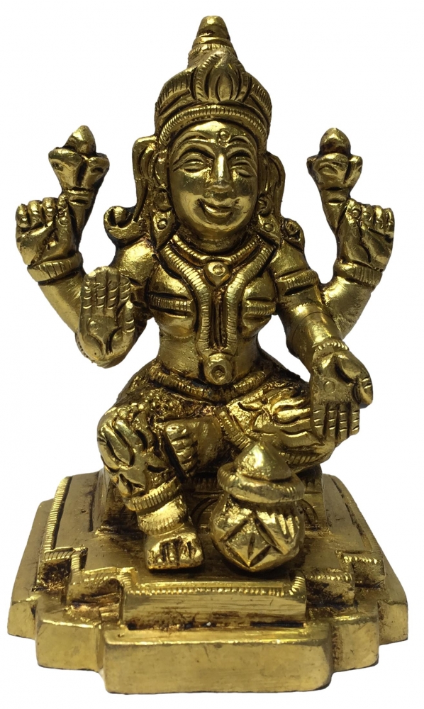 Sri Dhana Kalasa Lakshmi or Selva Lakshmi Brass Antique Figurine 3 Inch