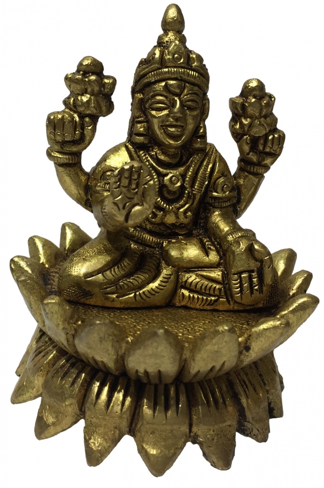 Padmasana Mahalakshmi or Lotus Lakshmi Brass Antique Murthi 3 Inch