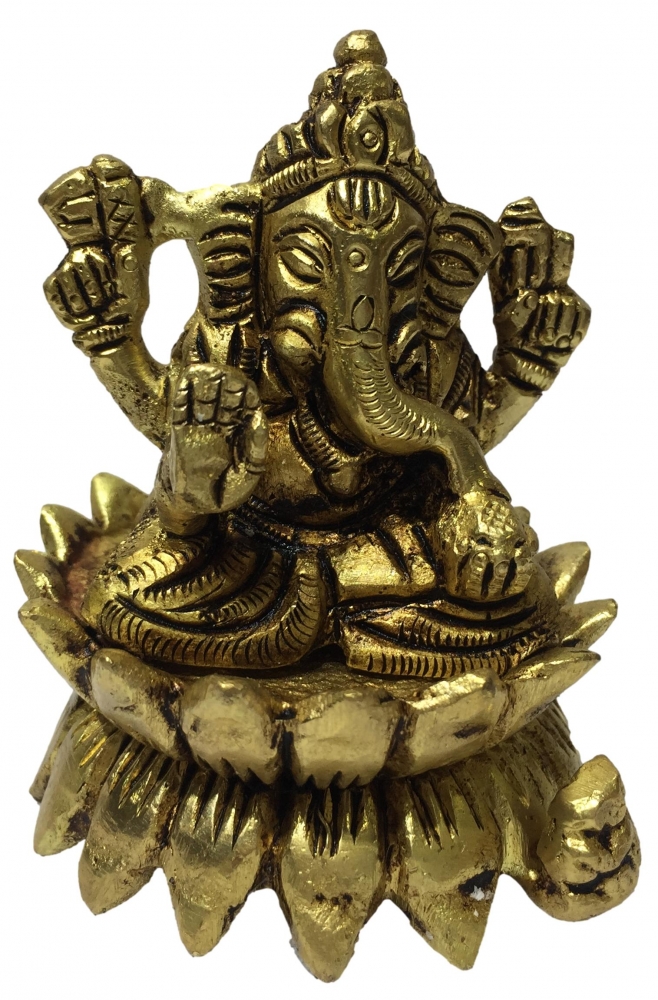 Kamal Ganesh Sitting Brass Antique Statue 3 inch