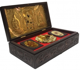 Sri Tirupati Balaji Gold Plated Charan Secret Jewel Box Corporate Gift  21 x 11 cm