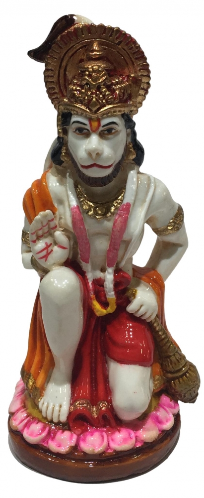 Sitting Hanuman Multicolour Marble Dust Idol Decorative Showpiece  5 Inch
