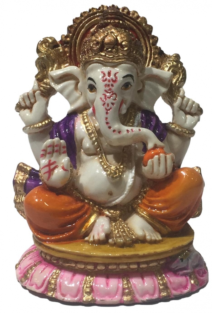 Lotus Ganesh Multicolour Marble Dust Idol 3 Inch 