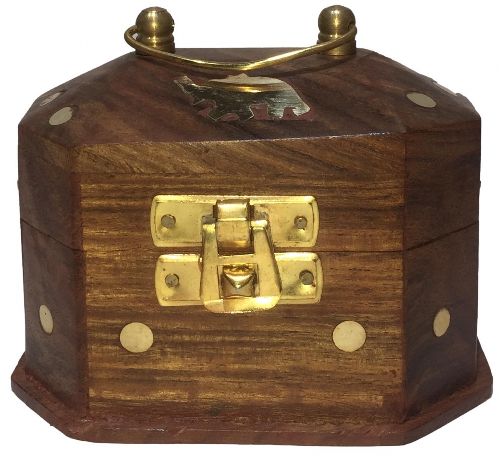 Sheesham Wooden Saligrama Petti or Jewelry Box 4 x 3 inch