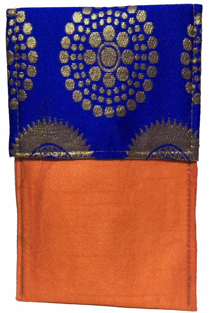 Multicolour Zari Fabric Slim Bag Return Gift No 7 size 8 x 4 inch
